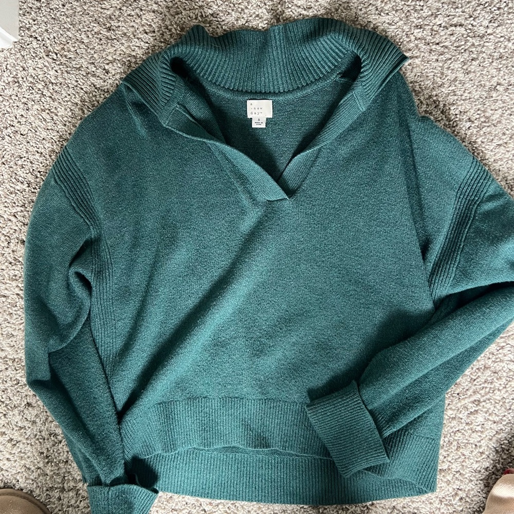 a new day Deep Green V-Neck polo Sweater